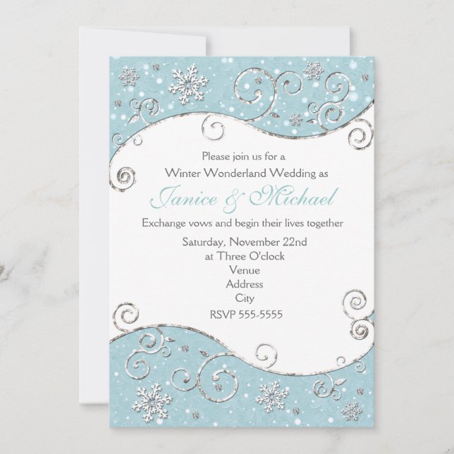 Wonderland Snowflake Swirl Invitation (Devant)