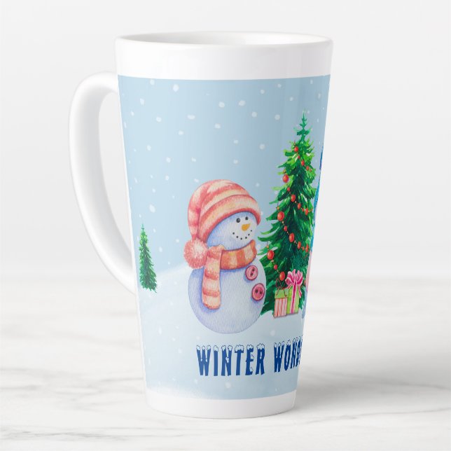 Wonderland Snowman Couple Latte Mug (Angle gauche)