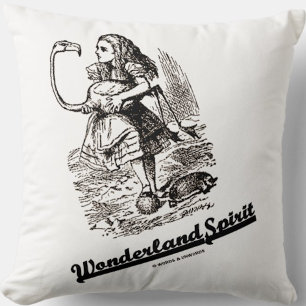 Wonderland Spirit Alice And Her Flamingo Humour Throw Pillow