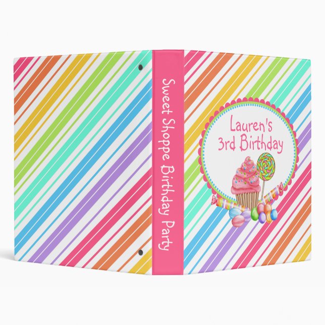 wonderland stripe Candy Cupcake Photo Album Binder (Background)