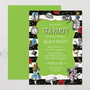 Wonderland Tea Party Lime Green Invitation