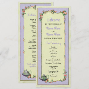 Wonderland Teapot Floral Wedding Program Details