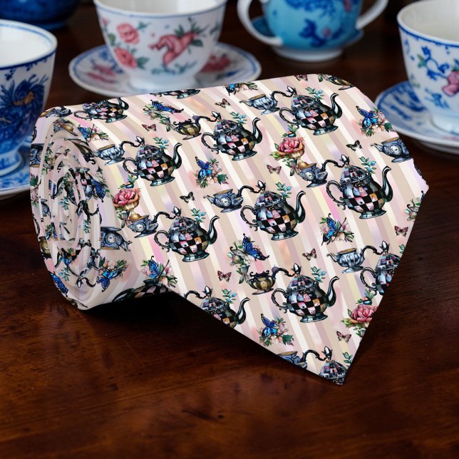 Wonderland Teapot Pattern Necktie Tie (Creator Uploaded)