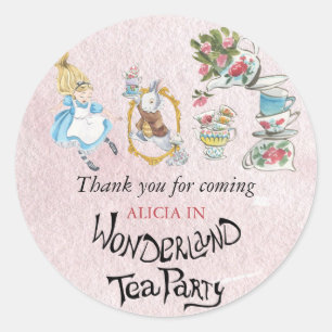 Wonderland Thank You Party Stickers