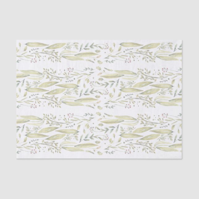 Wonderland Watercolor Floral Rustic Wedding Tissue Paper (Front)