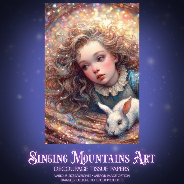 Wonderland Whimsy Alice and Rabbit Decoupage Tissue Paper (Creator Uploaded)