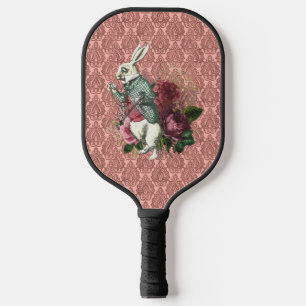 Wonderland White Rabbit Floral Pickleball Paddle