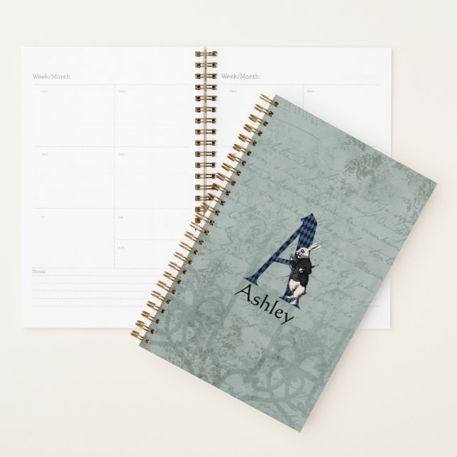 Wonderland White Rabbit Letter A Personalized Planner (Display)