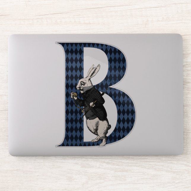 Wonderland White Rabbit Letter B  Sticker (Computer)