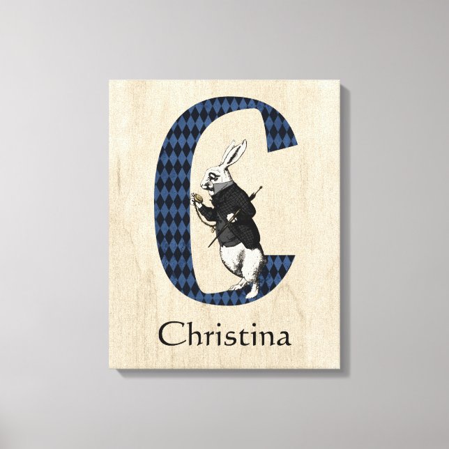 Wonderland White Rabbit Letter C   Canvas Print (Front)