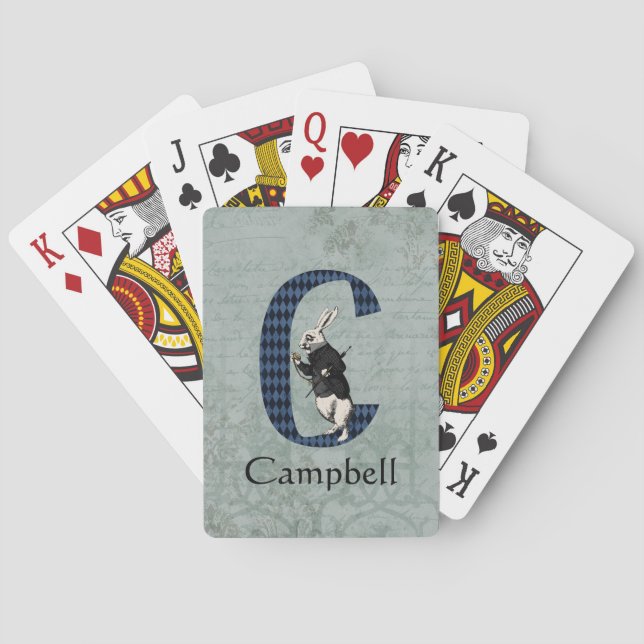 Wonderland White Rabbit Letter C Playing Cards (Back)
