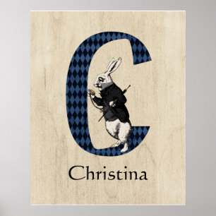 Wonderland White Rabbit Letter C Poster