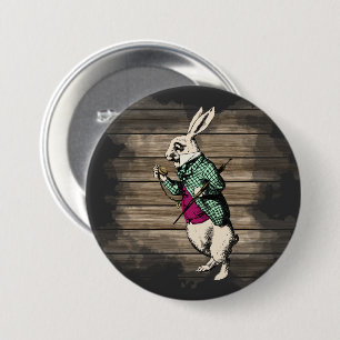 Wonderland White Rabbit Mint 3 Inch Round Button