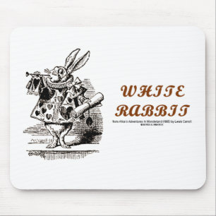 Wonderland White Rabbit Mouse Pad