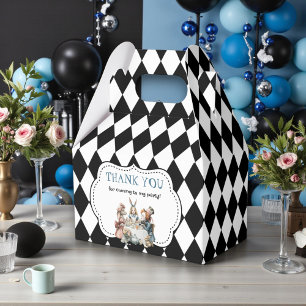 Wonderland with Black White Diamonds Birthday Favor Box