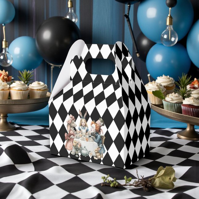 Wonderland with Black White Diamonds Birthday Favor Box (Creator Uploaded)