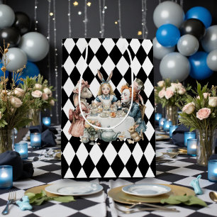 Wonderland with Black White Diamonds Birthday Medium Gift Bag