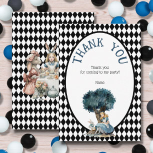 Wonderland with Black White Diamonds Birthday Thank You Card