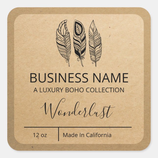 Wonderlust Boho Kraft Paper Soap Bar Labels (Front)
