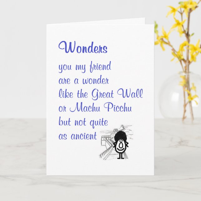 Wonders, A Funny Poem For A Friend Card (Yellow Flower)