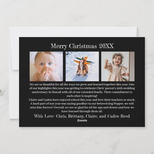 Wonders of His Love Christmas Card 4 Photo Black (Back)