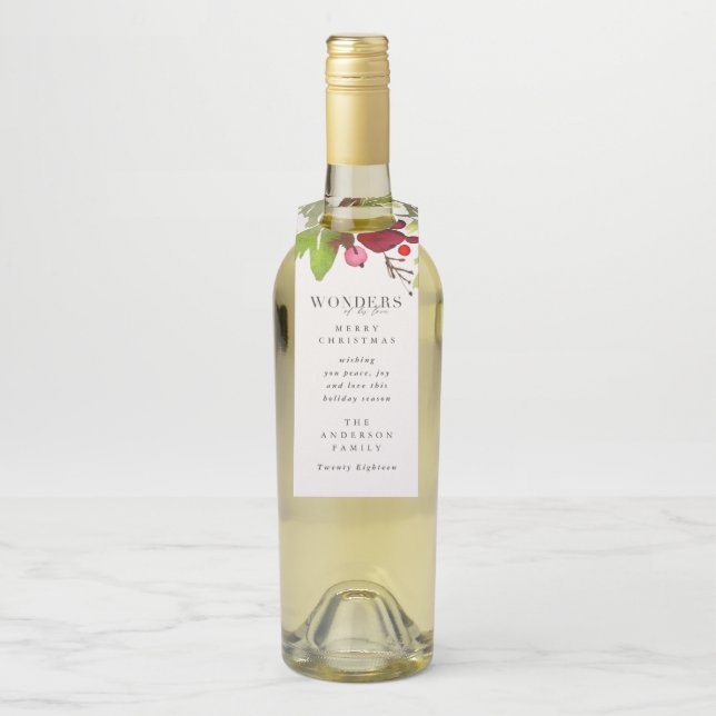 Wonders of his love Christmas Holiday Bottle Tag (On Bottle)