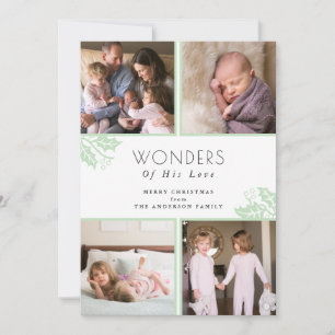 Wonders of his Love Four Photo Christmas Holiday Card