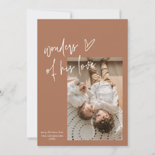 Wonders Of His Love One Photo Religious Christmas  Holiday Card