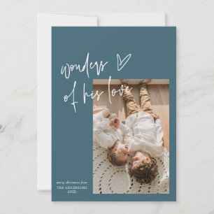 Wonders Of His Love One Photo Religious Christmas Holiday Card