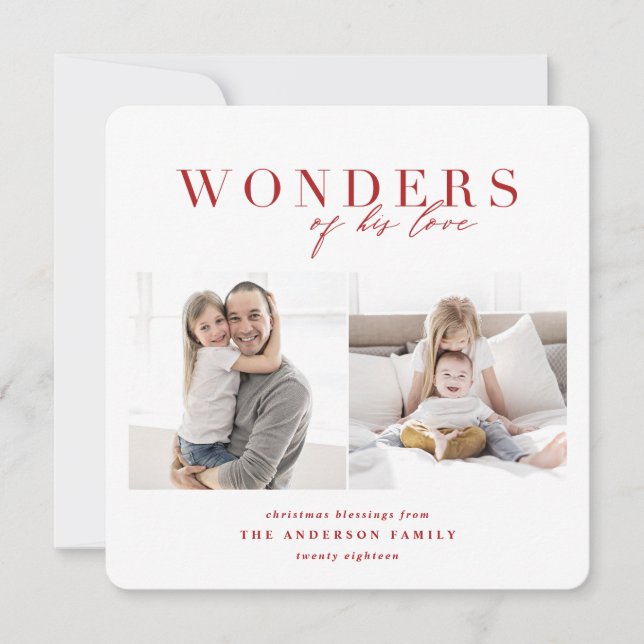 Wonders of his love religious Christmas Holiday Card (Front)