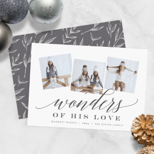 Wonders of His Love   Religious Photo Collage Holiday Card