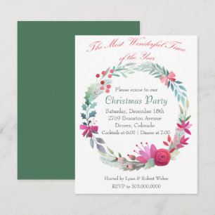 Wondertime Wreath Fête de Noël Invitation