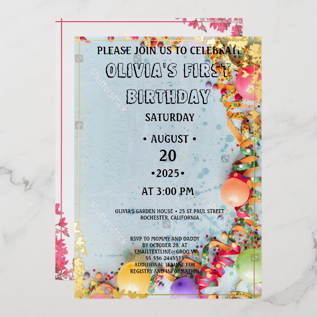 WONEderful Pink Floral 1st Birthday Invitation (Front/Back)