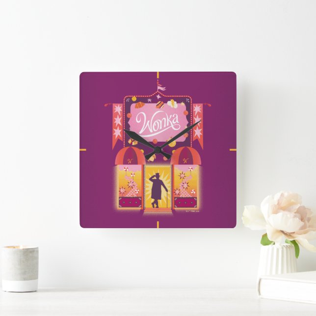 Wonka Candy Store Graphic Square Wall Clock (Home)