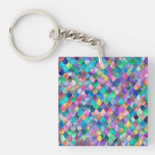 Wonky Rainbow Glitter Metal Mermaid Scales Keychain
