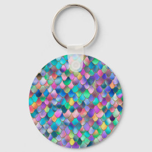 Wonky Rainbow Glitter Metal Mermaid Scales Keychain