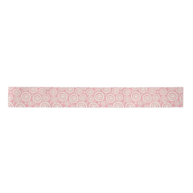 Wonky Target Circles and Stars - Pink Satin Ribbon (Front)