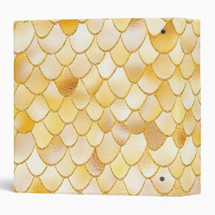Wonky Watercolor Gold Glitter Metal Mermaid Scales Binder