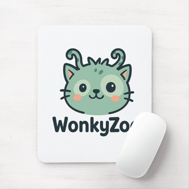 Wonky Zoo Cat Mousepad | Funny Desk Accessory (With Mouse)