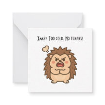 Wonky Zoo Christmas Moody Hedgehog- Flat Note Card