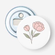 Wonky Zoo Peonies Button Bottle Opener