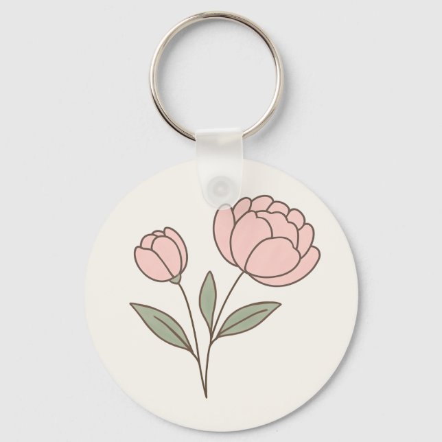 Wonky Zoo Peonies Keychain (Back)