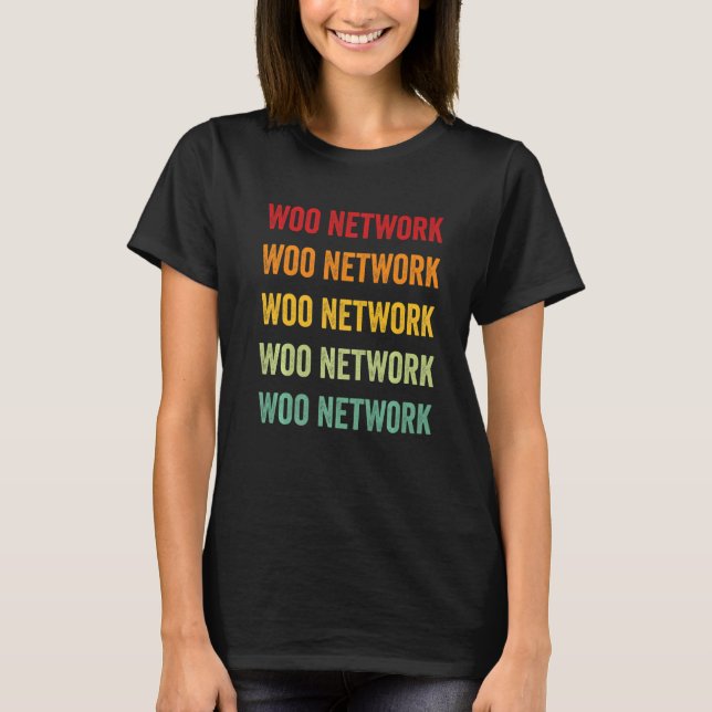 Woo Network Crypto Rainbow Text T-Shirt (Front)