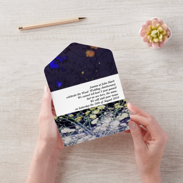 wood 5th wedding anniversary invitation (Video)