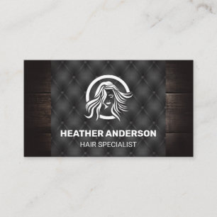 Wood and Button Fabric   Beauty Logo Business Card