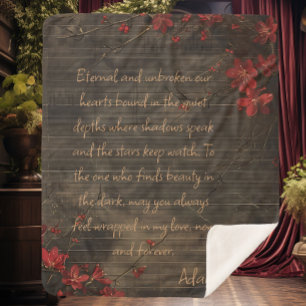 Wood and Cherry Blossom Custom Message  Sherpa Blanket