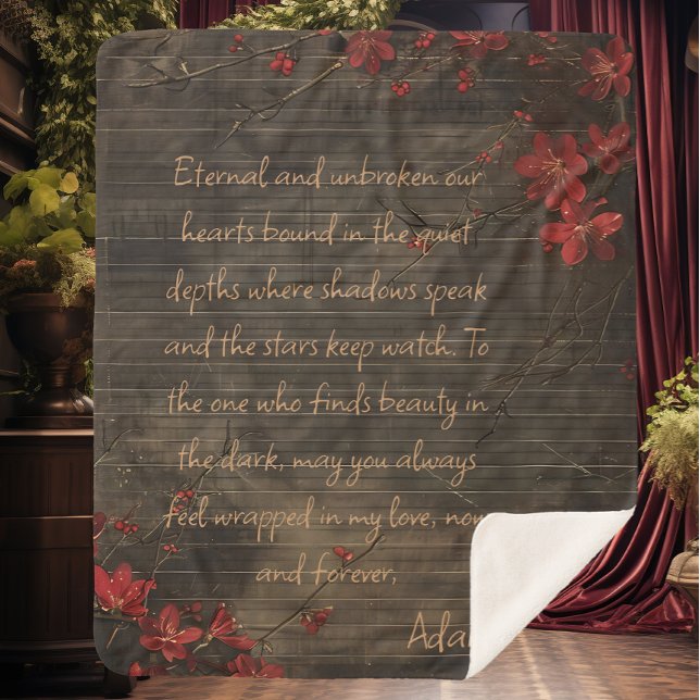 Wood and Cherry Blossom Custom Message  Sherpa Blanket (Creator Uploaded)