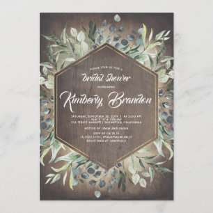 Wood and Greenery Rustic Country Bridal Shower Invitation