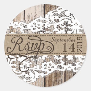 Wood and Lace Rustic RSVP Label