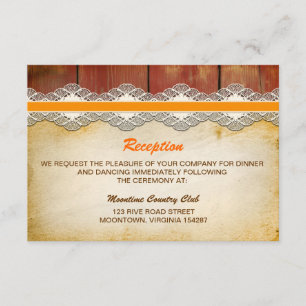wood and lace wedding reception design invitation